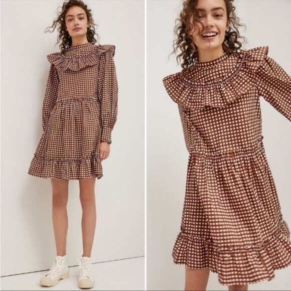 Anthropologie Porridge Penny Gingham Dress XS NWOT - Picture 1 of 15